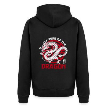 2024 Année du Dragon Nouvel An chinois - Veste à capuche bio Premium Unisexe - noir - Dos - Nico (187cm)