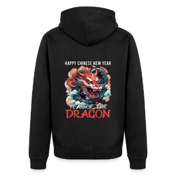Year of the Dragon Happy Chinese New Year - Unisex Premium Bio Zip Hoodie - Schwarz - Hinten - Nico (187cm)