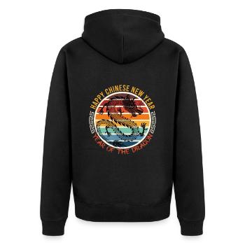 Year of the Dragon Happy Chinese New Year - Unisex Premium Bio Zip Hoodie - Schwarz - Hinten - Nico (187cm)