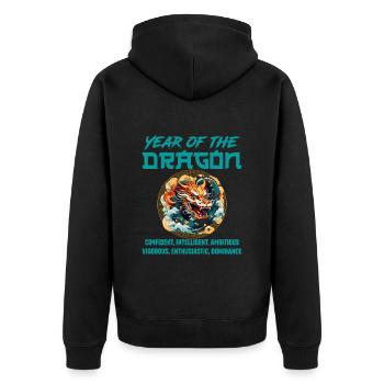 Nouvel An chinois Année du Dragon Chine - Veste à capuche bio Premium Unisexe - noir - Dos - Nico (187cm)