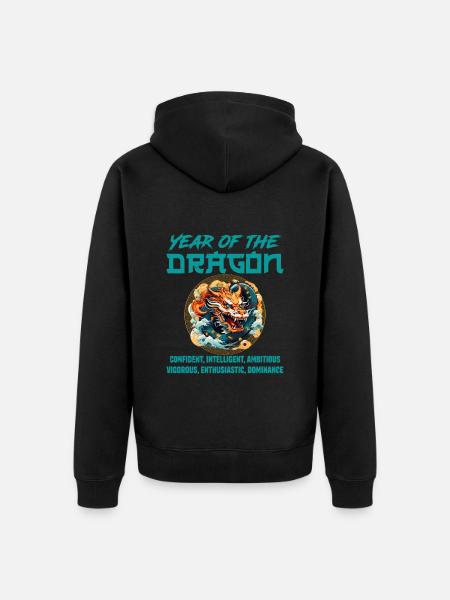 Kinesisk nytår år af Dragon Kina - Premium økologisk unisex-hættejakke - sort