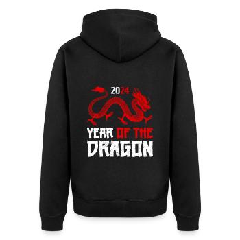 Année du Dragon 2024 Nouvel An chinois - Veste à capuche bio Premium Unisexe - noir - Dos - Nico (187cm)