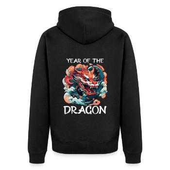 Year of the Dragon Chinesisches Neues Jahr - Unisex Premium Bio Zip Hoodie - Schwarz - Hinten - Nico (187cm)