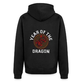 Nouvel An chinois Année du Dragon Chine - Veste à capuche bio Premium Unisexe - noir - Dos - Nico (187cm)