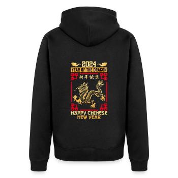Year of the Dragon Happy Chinese New Year - Unisex Premium Bio Zip Hoodie - Schwarz - Hinten - Nico (187cm)