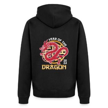 2024 Année du Dragon Nouvel An chinois - Veste à capuche bio Premium Unisexe - noir - Dos - Nico (187cm)