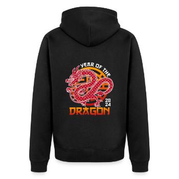 2024 Année du Dragon Nouvel An chinois - Veste à capuche bio Premium Unisexe - noir - Dos - Nico (187cm)