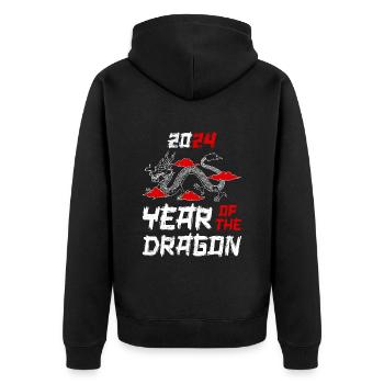 Année du Dragon 2024 Nouvel An chinois - Veste à capuche bio Premium Unisexe - noir - Dos - Nico (187cm)