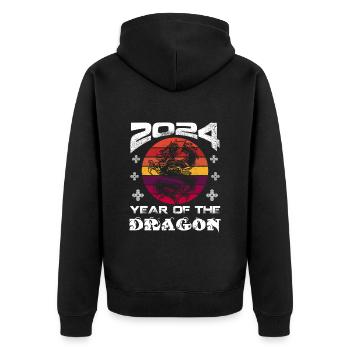 Année du Dragon 2024 Chine Fan Drachenjahr - Veste à capuche bio Premium Unisexe - noir - Dos - Nico (187cm)