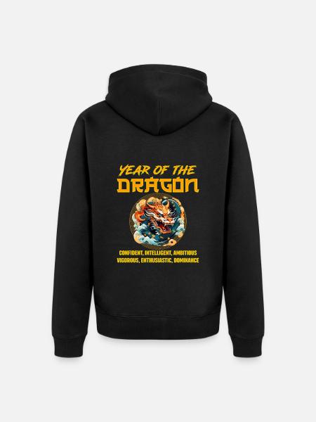 Kinesisk nytår år af Dragon Kina - Premium økologisk unisex-hættejakke - sort