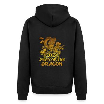 Année du Dragon 2024 Chine Fan Drachenjahr - Veste à capuche bio Premium Unisexe - noir - Dos - Nico (187cm)