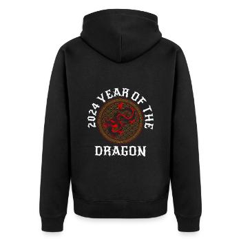 2024 Fête chinoise de l’année du Dragon - Veste à capuche bio Premium Unisexe - noir - Dos - Nico (187cm)