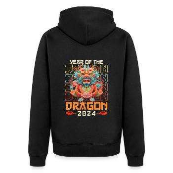 2024 Année du Dragon Nouvel An chinois - Veste à capuche bio Premium Unisexe - noir - Dos - Nico (187cm)