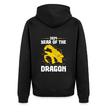 Année du Dragon 2024 Nouvel An chinois - Veste à capuche bio Premium Unisexe - noir - Dos - Nico (187cm)