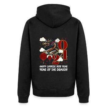 Année du Dragon 2024 Chine Fan Drachenjahr - Veste à capuche bio Premium Unisexe - noir - Dos - Nico (187cm)