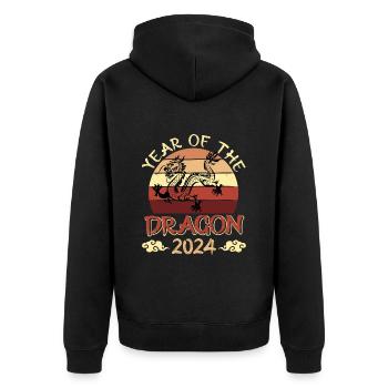 2024 Année du Dragon Nouvel An chinois - Veste à capuche bio Premium Unisexe - noir - Dos - Nico (187cm)