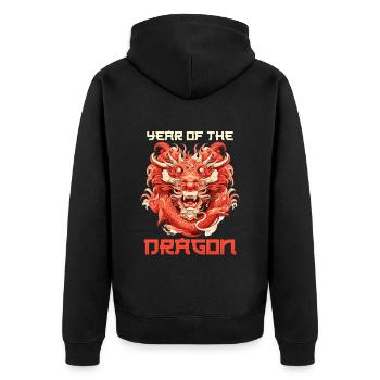 Year of the Dragon Chinesisches Neues Jahr - Unisex Premium Bio Zip Hoodie - Schwarz - Hinten - Nico (187cm)