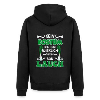 Fasching Fan Kein Kostüm Bin wirklich ein Lauch - Unisex Premium Bio Zip Hoodie - Schwarz - Hinten - Nico (187cm)
