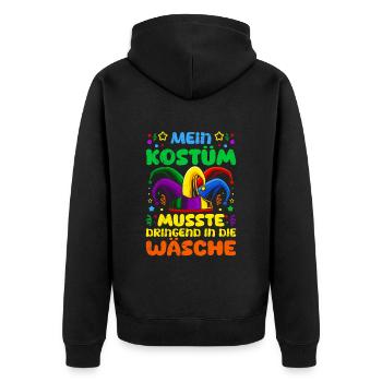 Faschingsparty Mein Kostüm musste in die Wäsche - Unisex Premium Bio Zip Hoodie - Schwarz - Hinten - Nico (187cm)