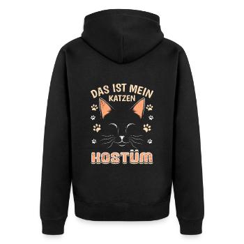 Karneval Party Das ist mein Katzen Kostüm - Unisex Premium Bio Zip Hoodie - Schwarz - Hinten - Nico (187cm)
