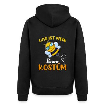 Faschingsparty Das ist mein Bienen Kostüm - Unisex Premium Bio Zip Hoodie - Schwarz - Hinten - Nico (187cm)