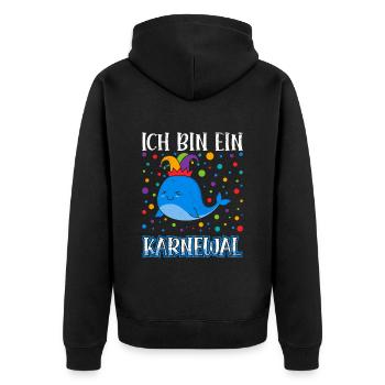 Faschingsparty Ich Bin ein KarneWal Karneval - Unisex Premium Bio Zip Hoodie - Schwarz - Hinten - Nico (187cm)