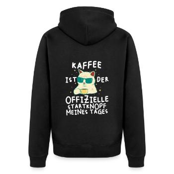 Kollege Lustig Kaffee der Offizielle Startknopf - Unisex Premium Bio Zip Hoodie - Schwarz - Hinten - Nico (187cm)