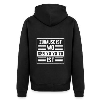 GCode Home est là où X0 Y0 20 est drôle - Veste à capuche bio Premium Unisexe - noir - Dos - Nico (187cm)