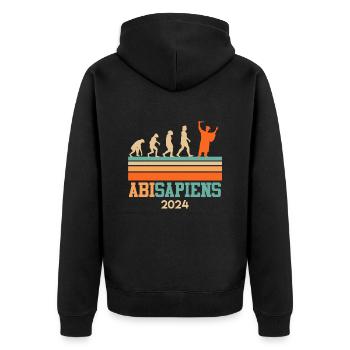 Abiturienten ABISAPIENS Abi 2024 Abschluss - Unisex Premium Bio Zip Hoodie - Schwarz - Hinten - Nico (187cm)