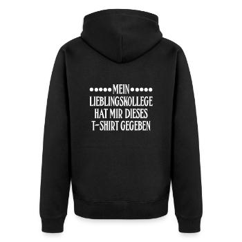 Coworker Lieblingskollege gab mir dieses T-Shirt - Unisex Premium Bio Zip Hoodie - Schwarz - Hinten - Nico (187cm)