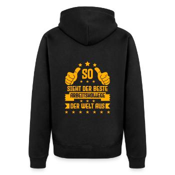 Mitarbeiter Der Beste Arbeitskollege der Welt - Unisex Premium Bio Zip Hoodie - Schwarz - Hinten - Nico (187cm)