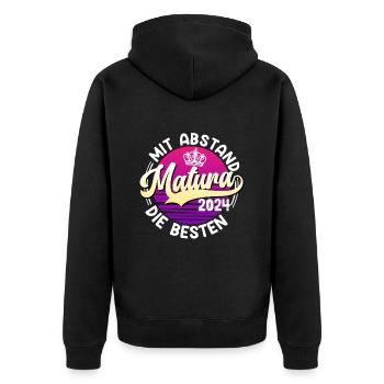 MATURA 2024 Mit Abstand die Besten Maturantin - Unisex Premium Bio Zip Hoodie - Schwarz - Hinten - Nico (187cm)