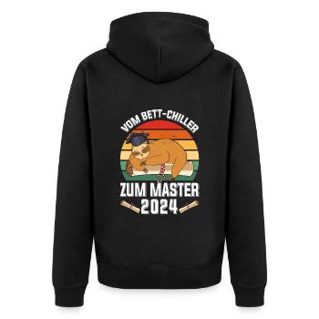 Masterabschluss Vom Bett Chiller zum Master 2024 - Unisex Premium Bio Zip Hoodie - Schwarz - Hinten - Nico (187cm)