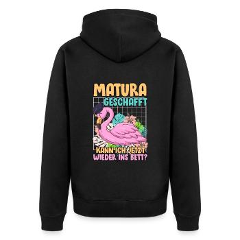 Matura Geschafft Kann ich wieder ins Bett - Unisex Premium Bio Zip Hoodie - Schwarz - Hinten - Nico (187cm)