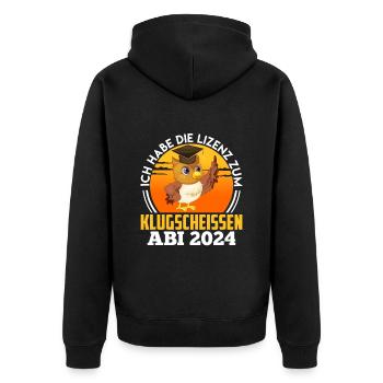 Abiturientin Lizenz zum Klugscheißen Abitur - Unisex Premium Bio Zip Hoodie - Schwarz - Hinten - Nico (187cm)