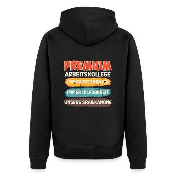 Mitarbeiter Premium Arbeitskollege Arbeitsplatz - Unisex Premium Bio Zip Hoodie - Schwarz - Hinten - Nico (187cm)