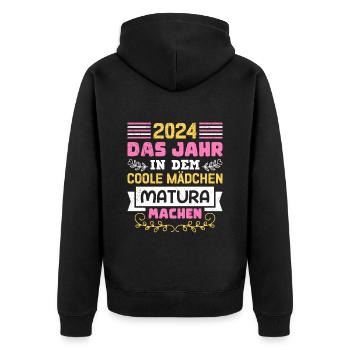 2024 Das Jahr in dem Coole Mädchen Matura Machen - Unisex Premium Bio Zip Hoodie - Schwarz - Hinten - Nico (187cm)