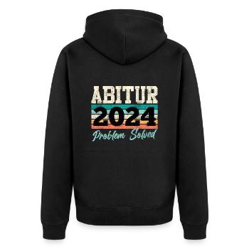 Abitur 2024 Problem Solved Abiturienten Lustiges - Unisex Premium Bio Zip Hoodie - Schwarz - Hinten - Nico (187cm)