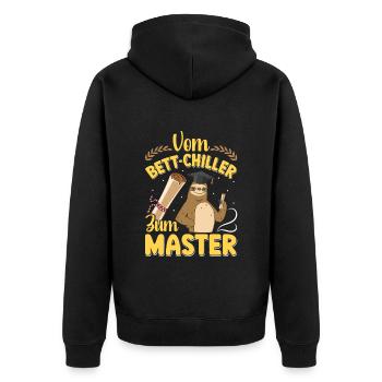 Masterarbeit Bestanden Vom Bett Chiller zum Master - Unisex Premium Bio Zip Hoodie - Schwarz - Hinten - Nico (187cm)