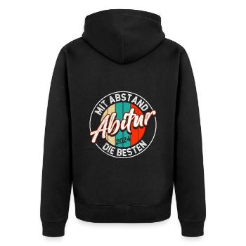 Abitur 2024 Abi Mit Abstand die Besten Abiturient - Unisex Premium Bio Zip Hoodie - Schwarz - Hinten - Nico (187cm)