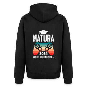 Matura 2024 Maturianten Schulabschluss - Unisex Premium Bio Zip Hoodie - Schwarz - Hinten - Nico (187cm)