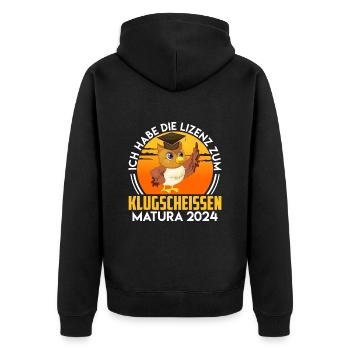 Maturantin Lizenz zum Klugscheissen Matura - Unisex Premium Bio Zip Hoodie - Schwarz - Hinten - Nico (187cm)