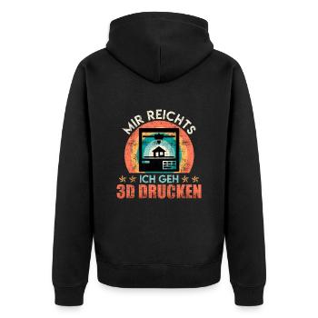 3D Drucker Mir Reichts Ich Geh 3D Drucken - Unisex Premium Bio Zip Hoodie - Schwarz - Hinten - Nico (187cm)