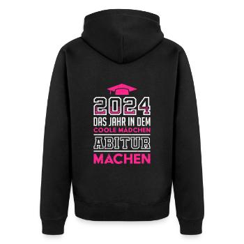 2024 Das Jahr in dem Coole Mädchen Abitur Machen - Unisex Premium Bio Zip Hoodie - Schwarz - Hinten - Nico (187cm)