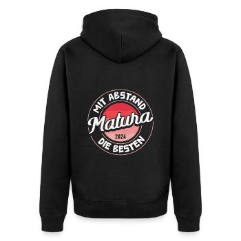 MATURA 2024 Mit Abstand die Besten Maturantin - Unisex Premium Bio Zip Hoodie - Schwarz - Hinten - Nico (187cm)