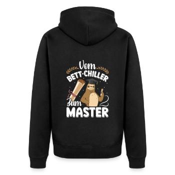 Masterarbeit Bestanden Vom Bett Chiller zum Master - Unisex Premium Bio Zip Hoodie - Schwarz - Hinten - Nico (187cm)