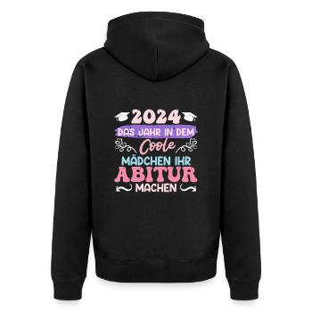 2024 Das Jahr in dem Coole Mädchen Abitur Machen - Unisex Premium Bio Zip Hoodie - Schwarz - Hinten - Nico (187cm)