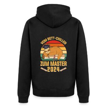 Masterabschluss Vom Bett Chiller zum Master 2024 - Unisex Premium Bio Zip Hoodie - Schwarz - Hinten - Nico (187cm)