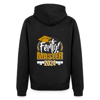 Master 2024 FERTIG! Masterarbeit Bestanden - Unisex Premium Bio Zip Hoodie - Schwarz - Hinten - Nico (187cm)