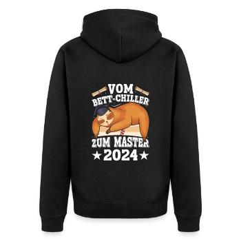 Masterabschluss Vom Bett Chiller zum Master - Unisex Premium Bio Zip Hoodie - Schwarz - Hinten - Nico (187cm)